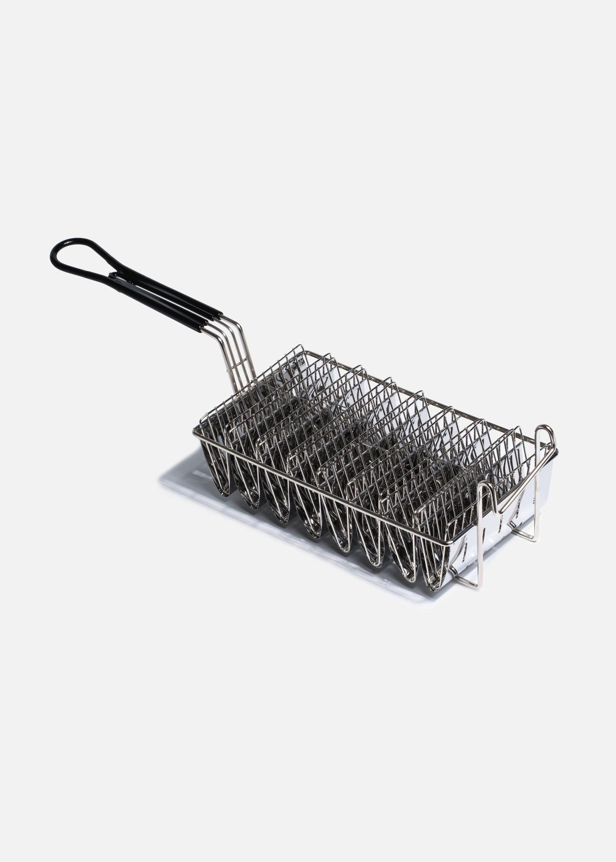 Canastilla freidora para tacos de acero niquelado 8 compartimentos plata. Premium — imagen de producto