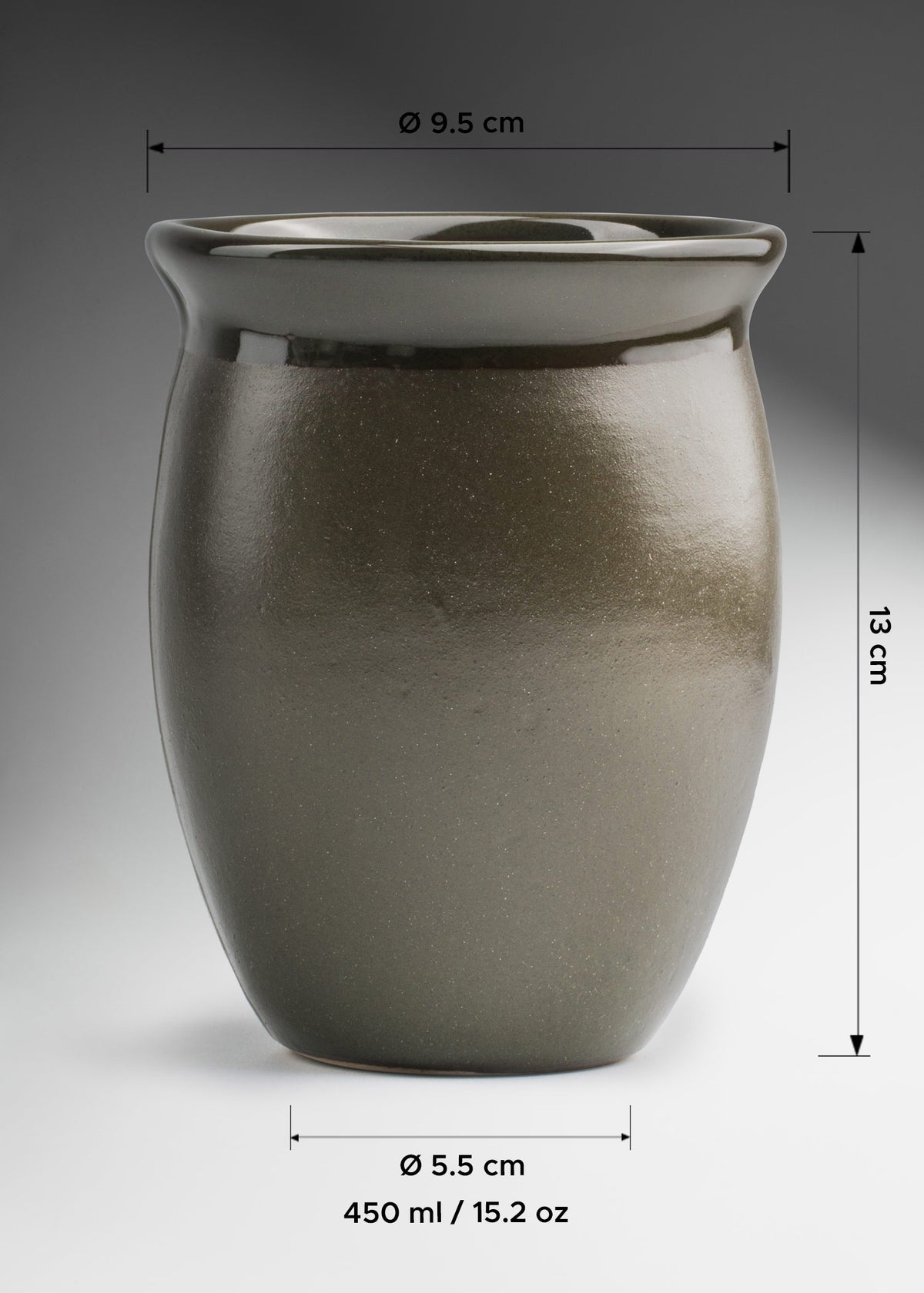 Cantaro de cerámica de alta temperatura verde olivo 450 ml — imagen de producto
