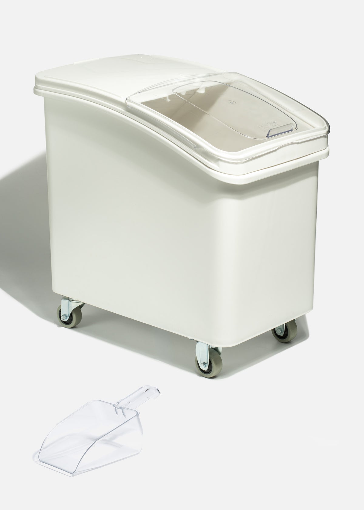 Carro almacenador de granos y semillas con tapa deslizable y pala de plástico 120 L. Premium — imagen de producto