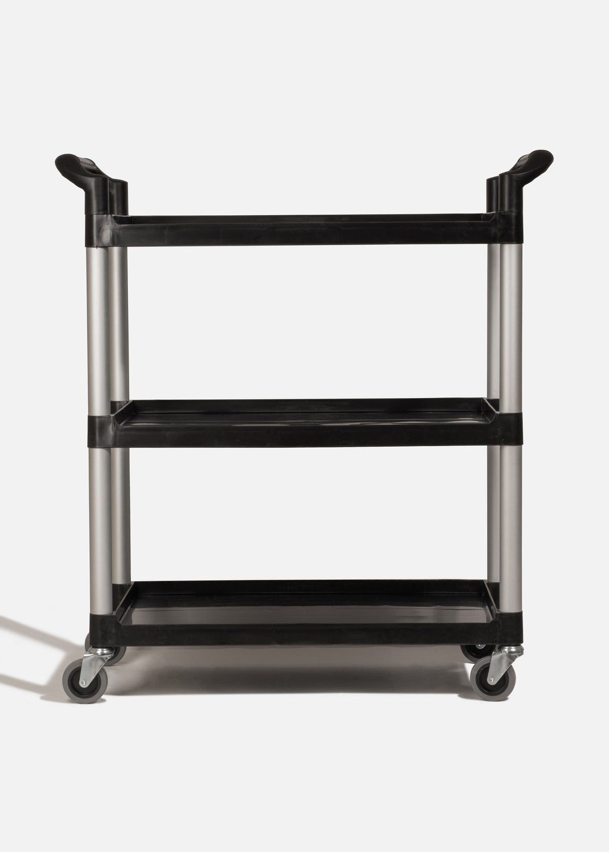 Carro de servicio de plástico negro con ruedas giratorias 80x41.5x88 cm — imagen de producto