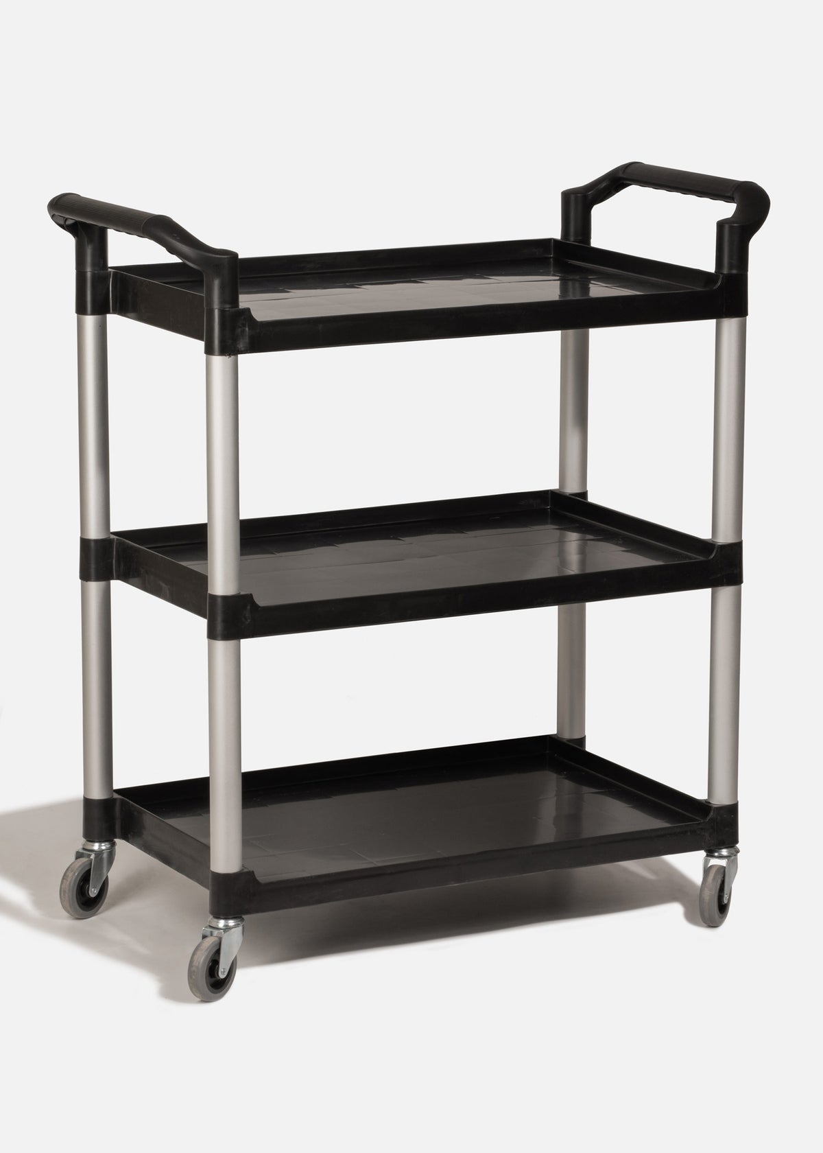 Carro de servicio de plástico negro con ruedas giratorias 80x41.5x88 cm — imagen de producto