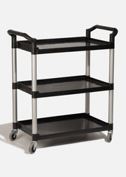 Carro de servicio de plástico negro con ruedas giratorias 80x41.5x88 cm — imagen de producto