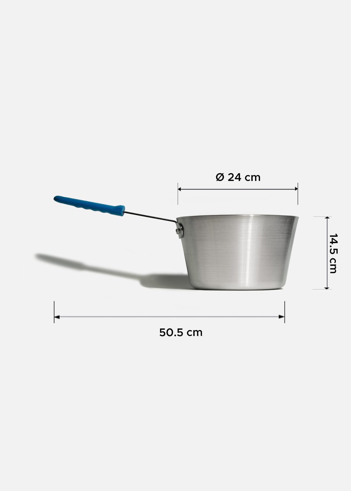 Cazo de aluminio grado alimenticio plateado triple fuerte mango azul NSF 5.2 L — imagen de producto