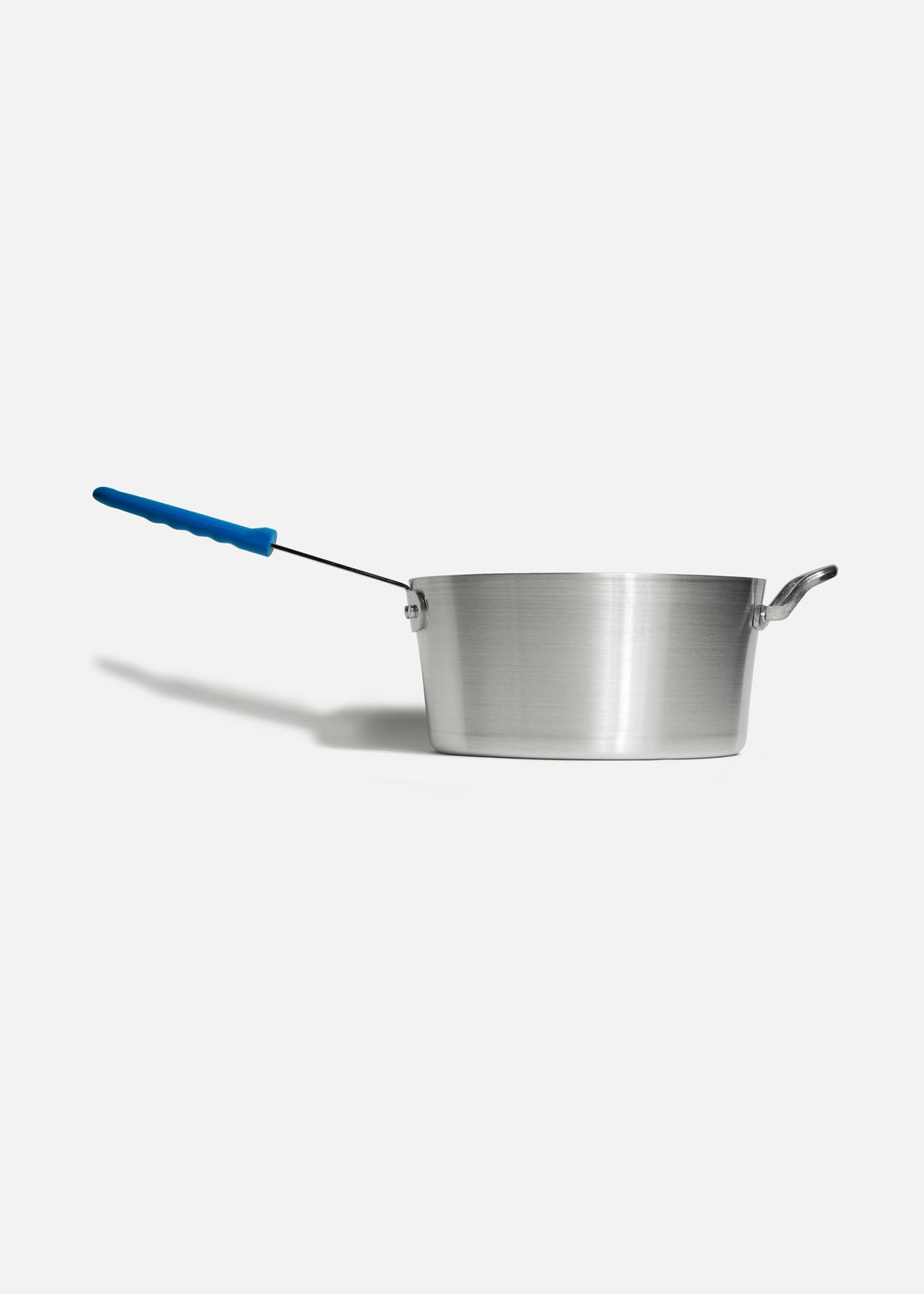 Cazo de aluminio grado alimenticio plateado triple fuerte mango azul NSF 7.5 L — imagen de producto