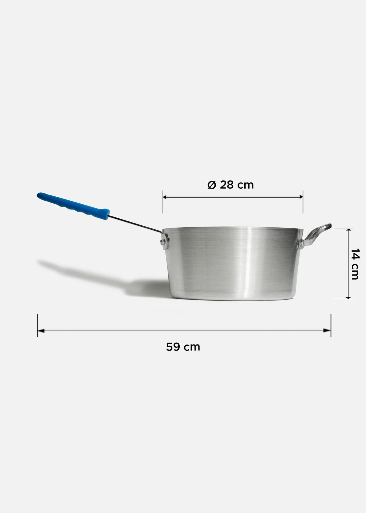 Cazo de aluminio grado alimenticio plateado triple fuerte mango azul NSF 7.5 L — imagen de producto