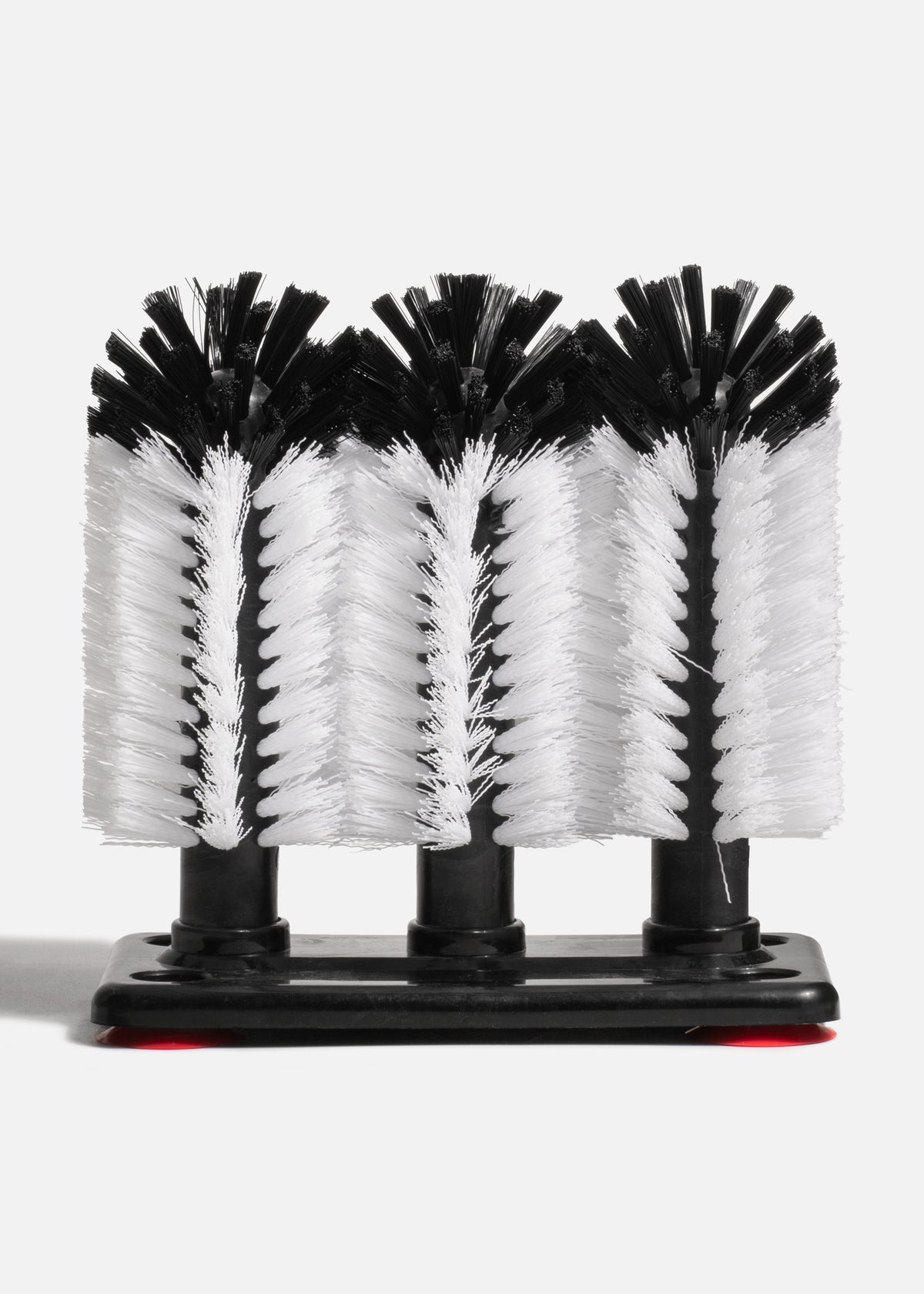 Cepillo triple de plástico negro con blanco para vasos con ventosas para restaurante y bar — imagen de producto