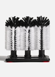 Cepillo triple de plástico negro con blanco para vasos con ventosas para restaurante y bar — imagen de producto