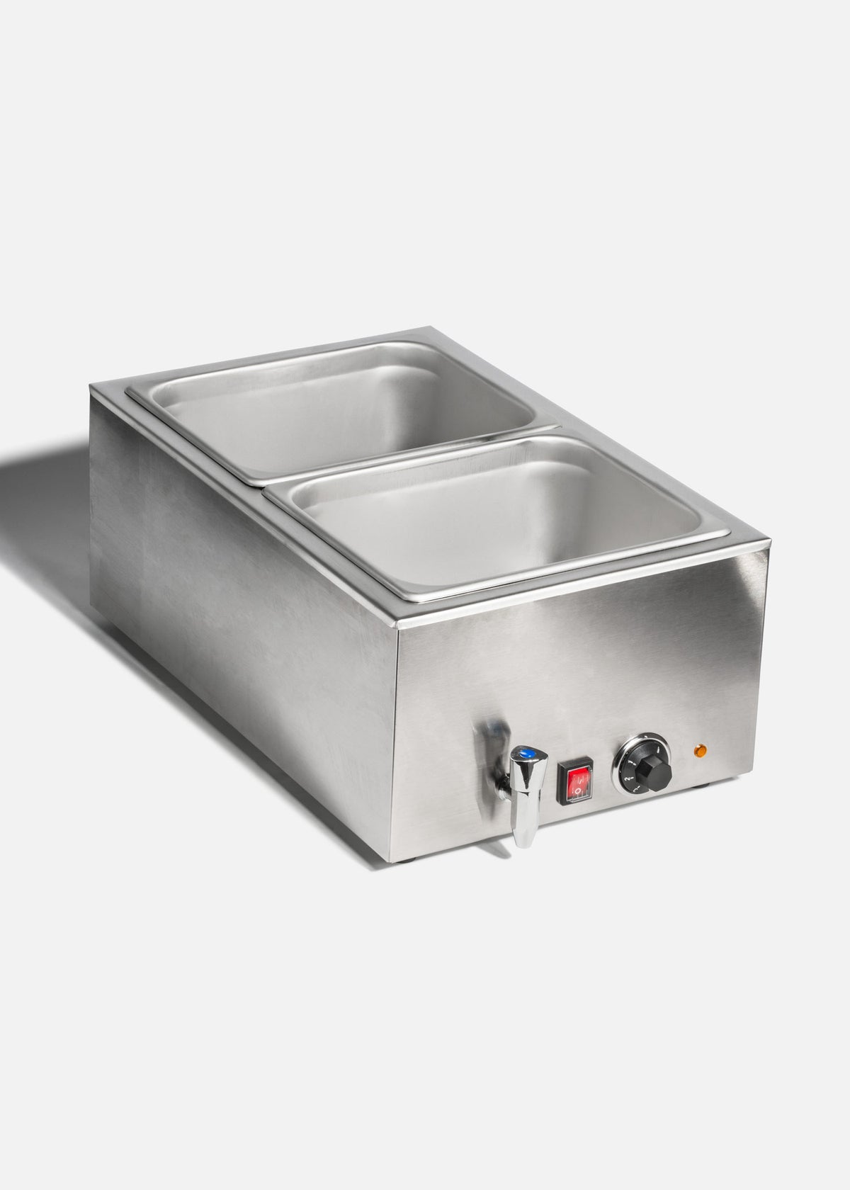 Chafer eléctrico de acero inoxidable plata con 2 insertos medios 9 Litros c/u 1200 watts 11OV — imagen de producto