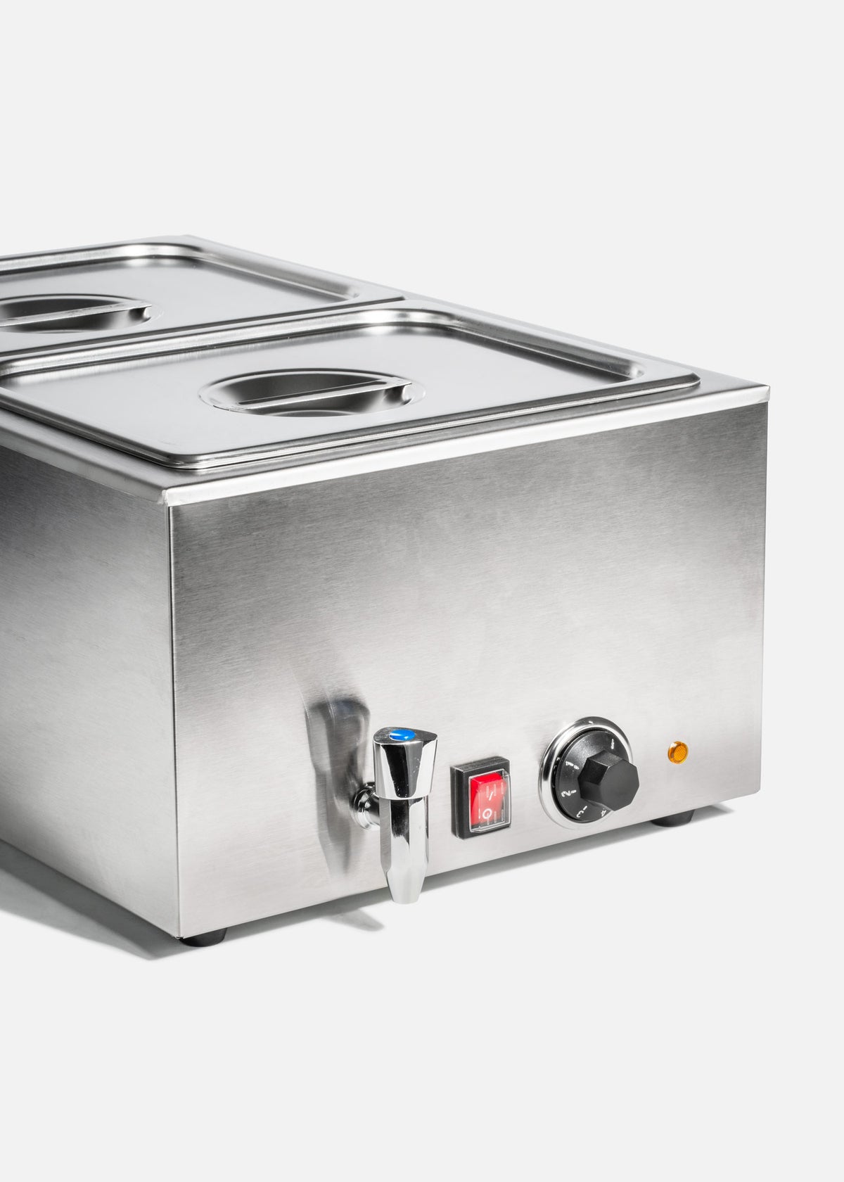 Chafer eléctrico de acero inoxidable plata con 2 insertos medios 9 Litros c/u 1200 watts 11OV — imagen de producto