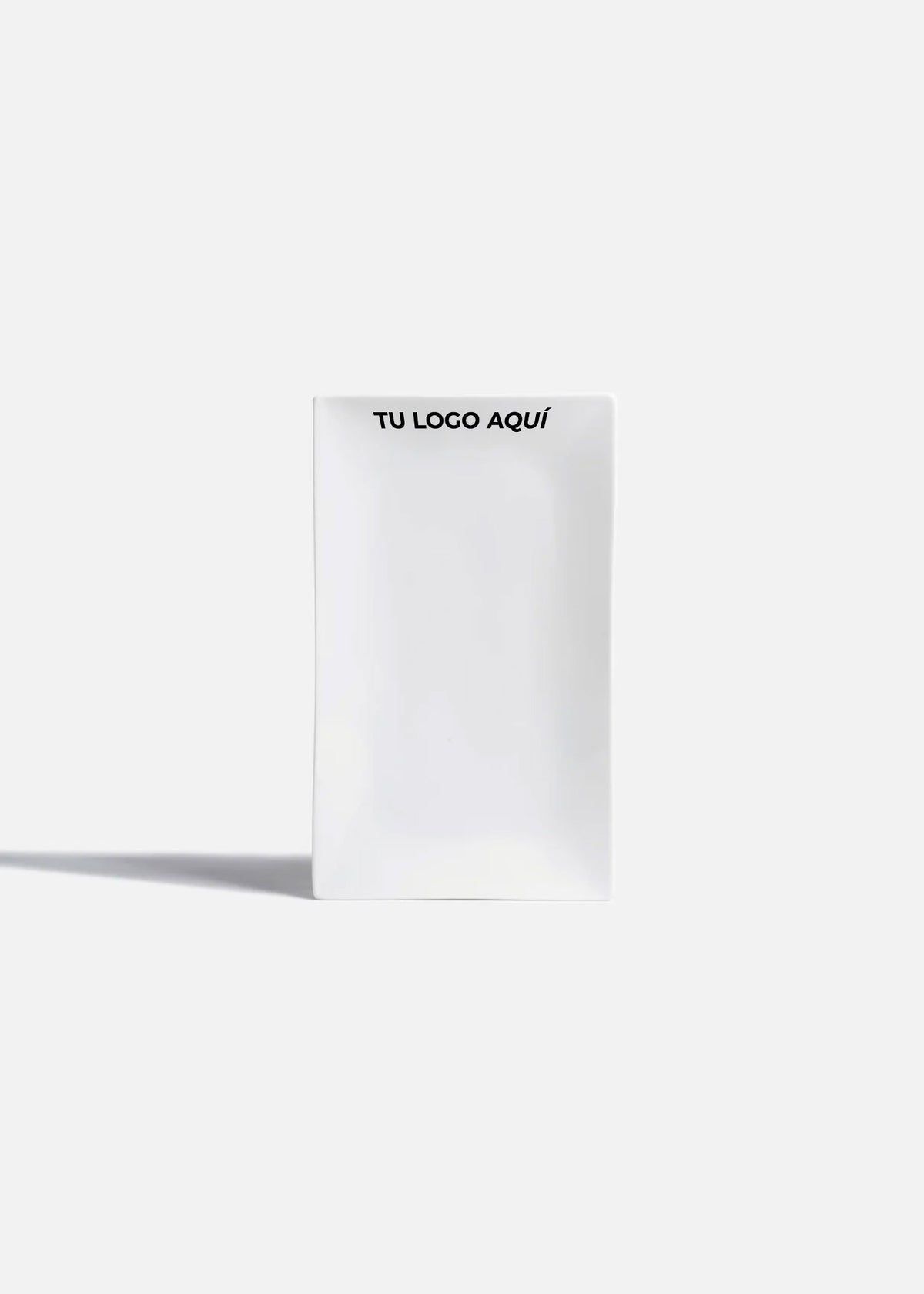 Charola rectangular de porcelana blanca personalizada logo simple Messina 22x13 cm — imagen de producto
