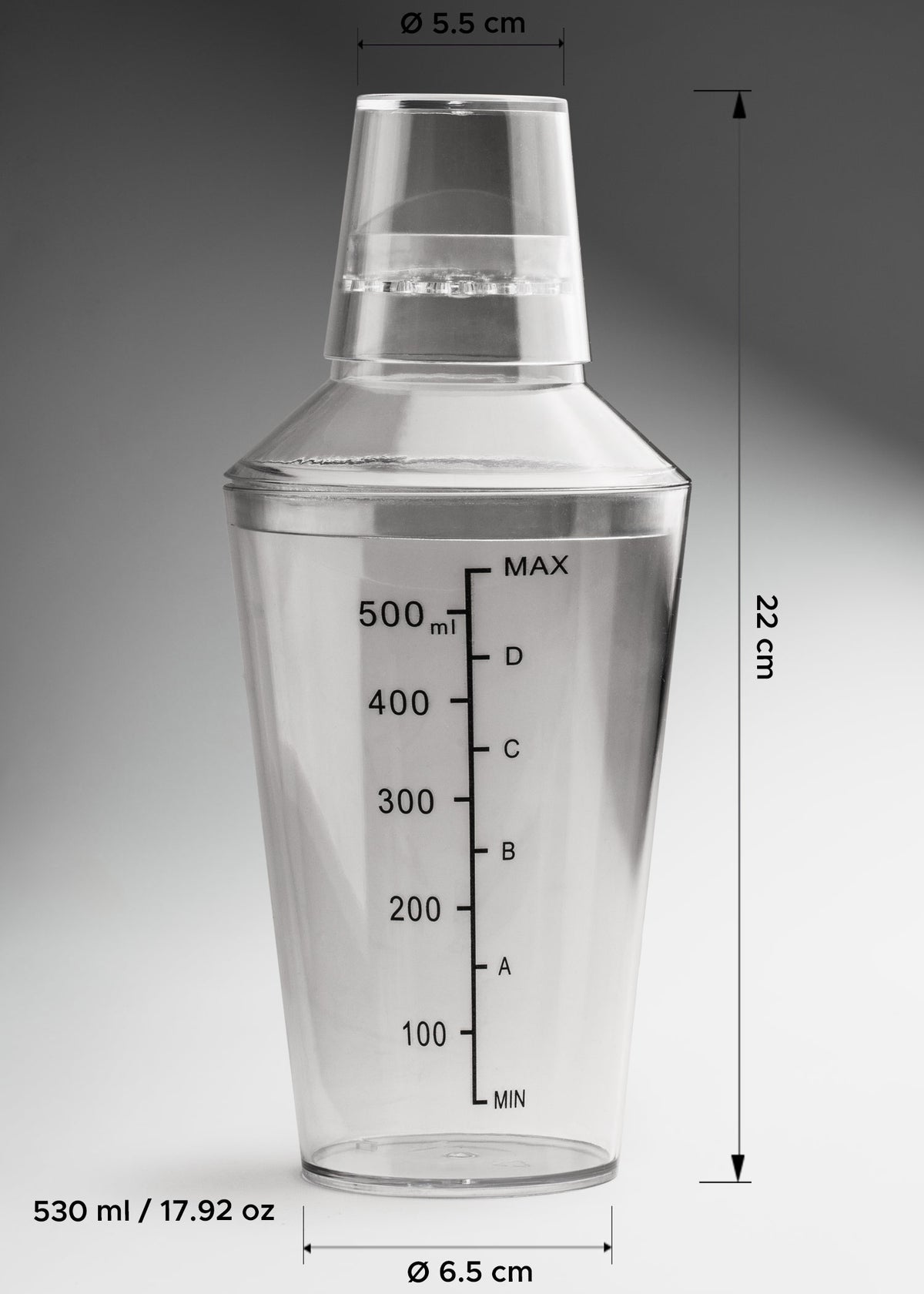 Coctelera shaker boston profesional manual transparente de policarbonato 3 piezas para coctelería 530 ml / 18 oz — imagen de producto