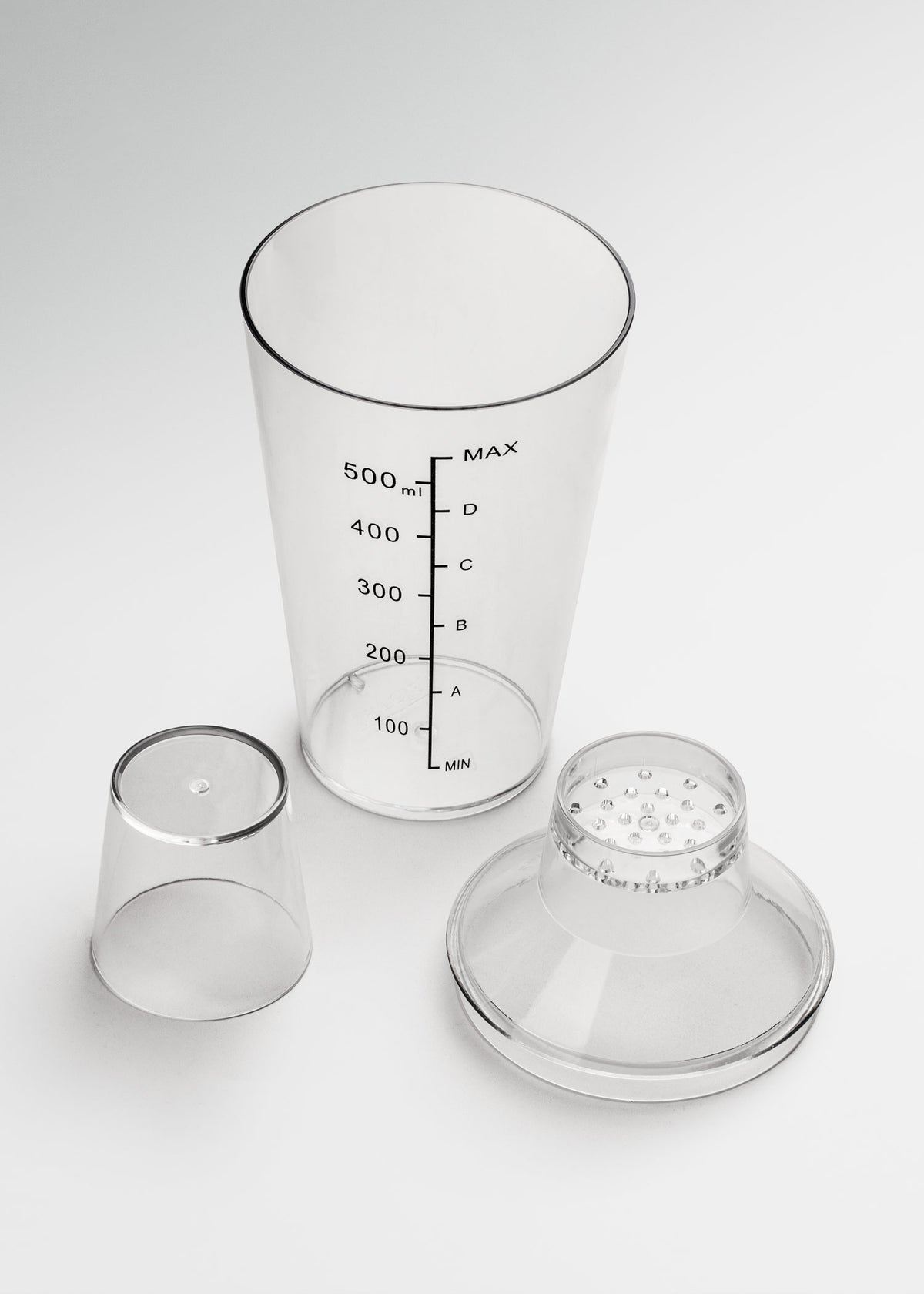 Coctelera shaker boston profesional manual transparente de policarbonato 3 piezas para coctelería 530 ml / 18 oz — imagen de producto