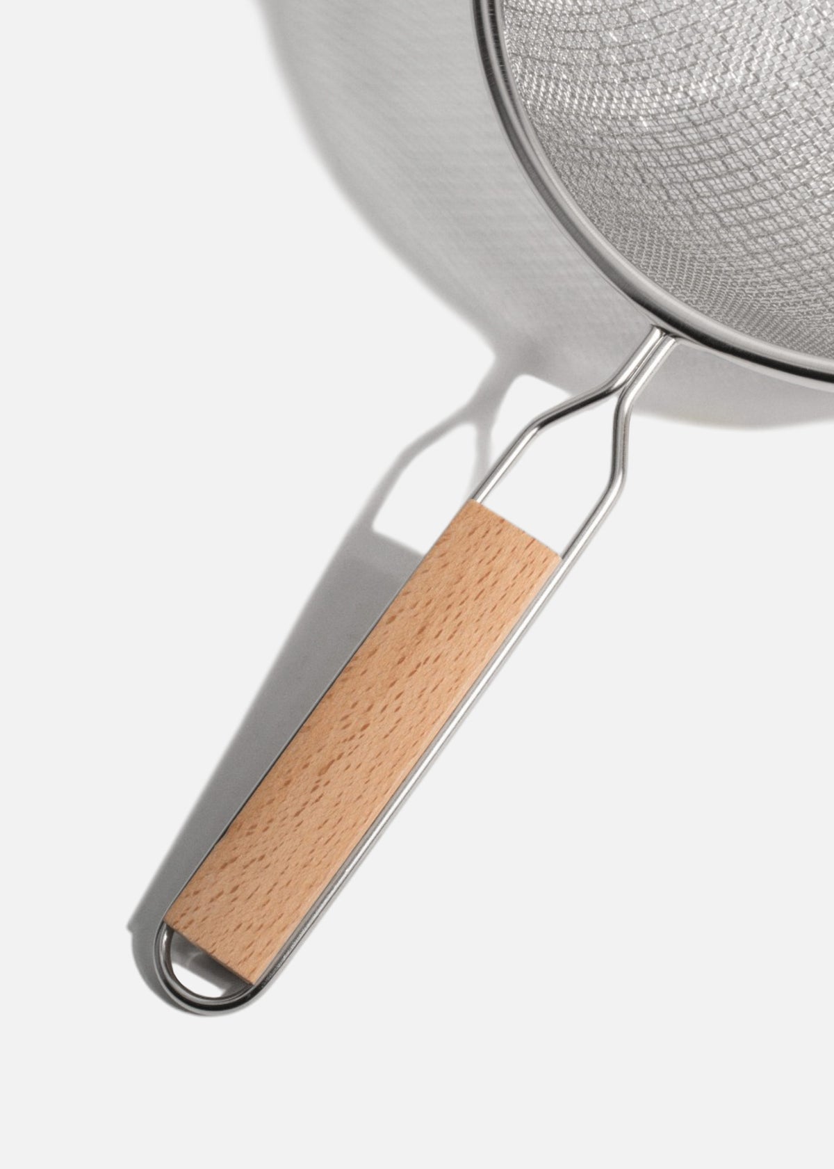 Coladores de acero inoxidable plata doble malla mango de madera 14, 18, 20 y 27 cm — imagen de producto, vista 8