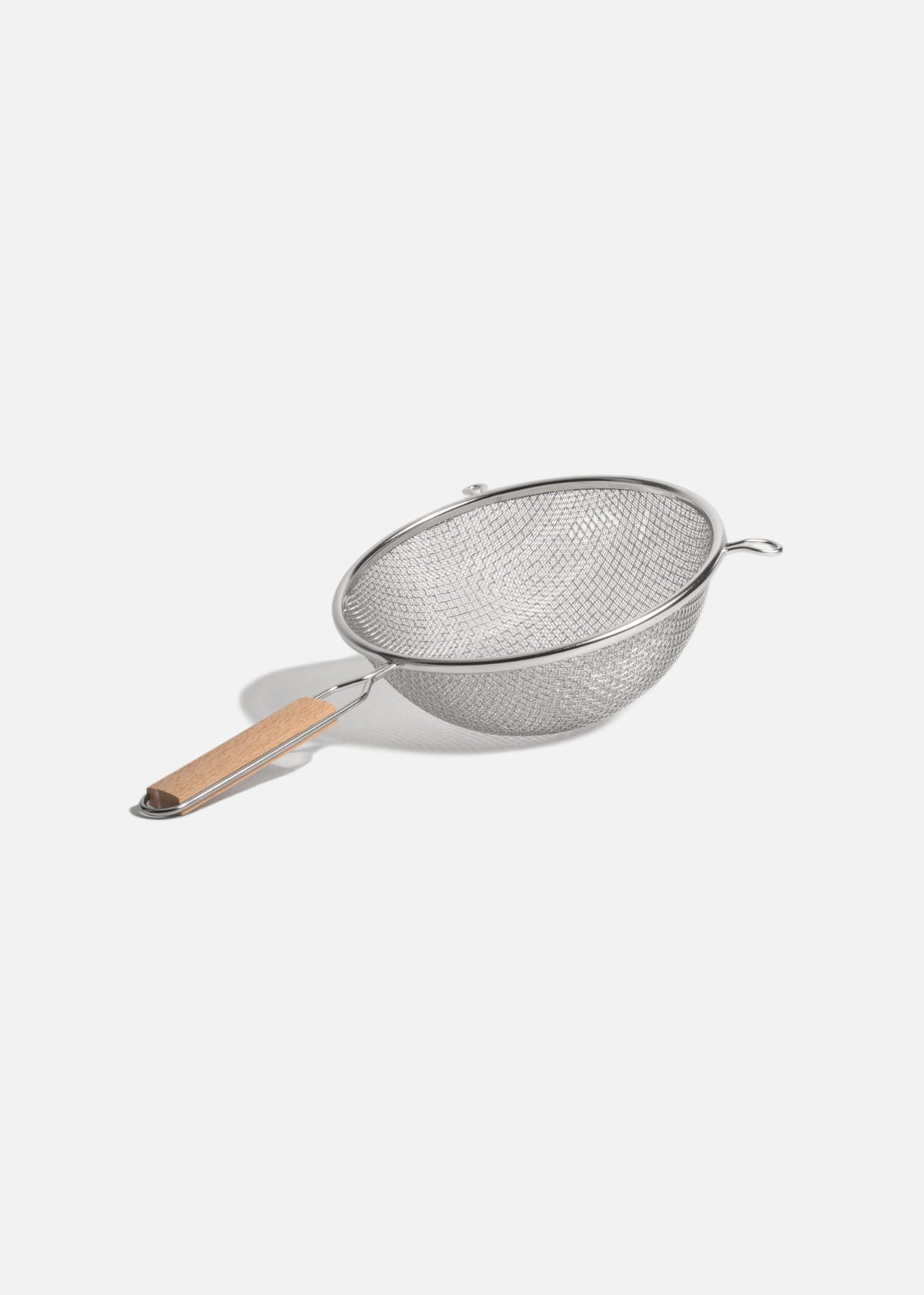 Coladores de acero inoxidable plata doble malla mango de madera 14, 18, 20 y 27 cm — imagen de producto, vista 5
