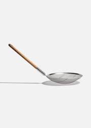 Colador doble malla con refuerzo de acero niquelado plata y mango de madera Ø 30 cm — imagen de producto