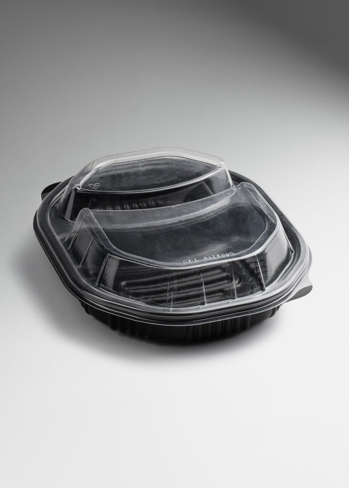 Contenedor para alimentos domo desechable dos divisiones de plástico 23x19x7 cm — imagen de producto
