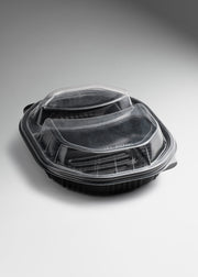 Contenedor para alimentos domo desechable dos divisiones de plástico 23x19x7 cm — imagen de producto