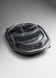 Contenedor para alimentos domo desechable tres divisiones de plástico 23x19x7 cm — imagen de producto