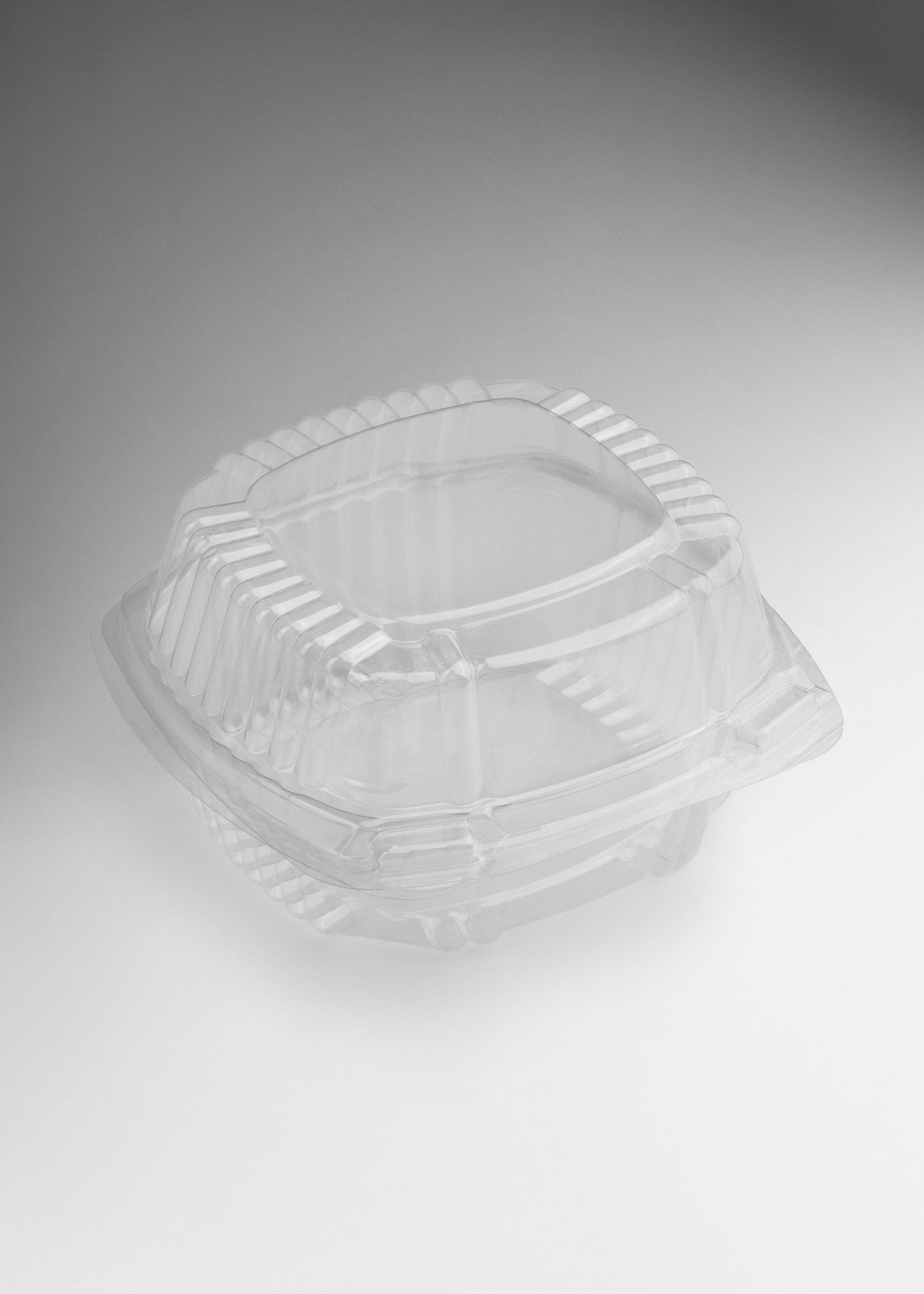 Contenedor para comida de pet transparente desechable tipo bisagra con tapa 13x12x8 cm — imagen de producto