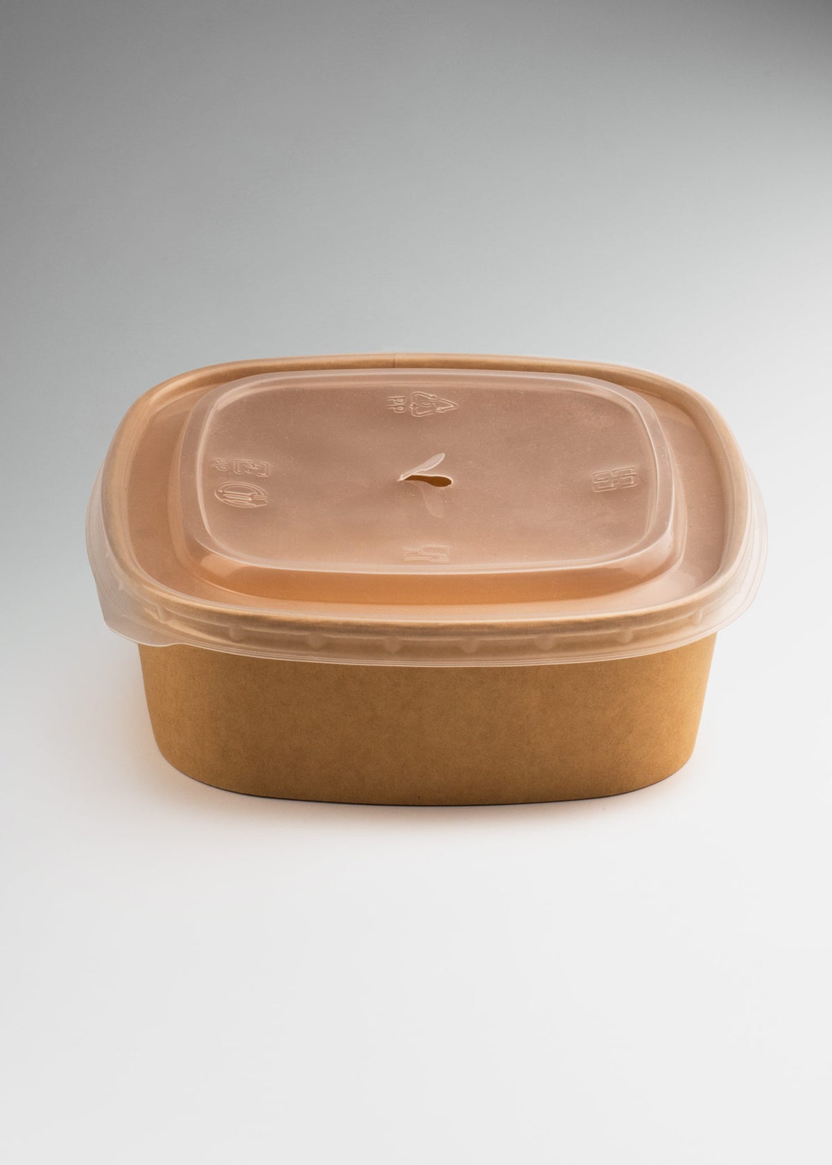 Contenedor desechable cuadrado de papel kraft café premium 32 oz — imagen de producto