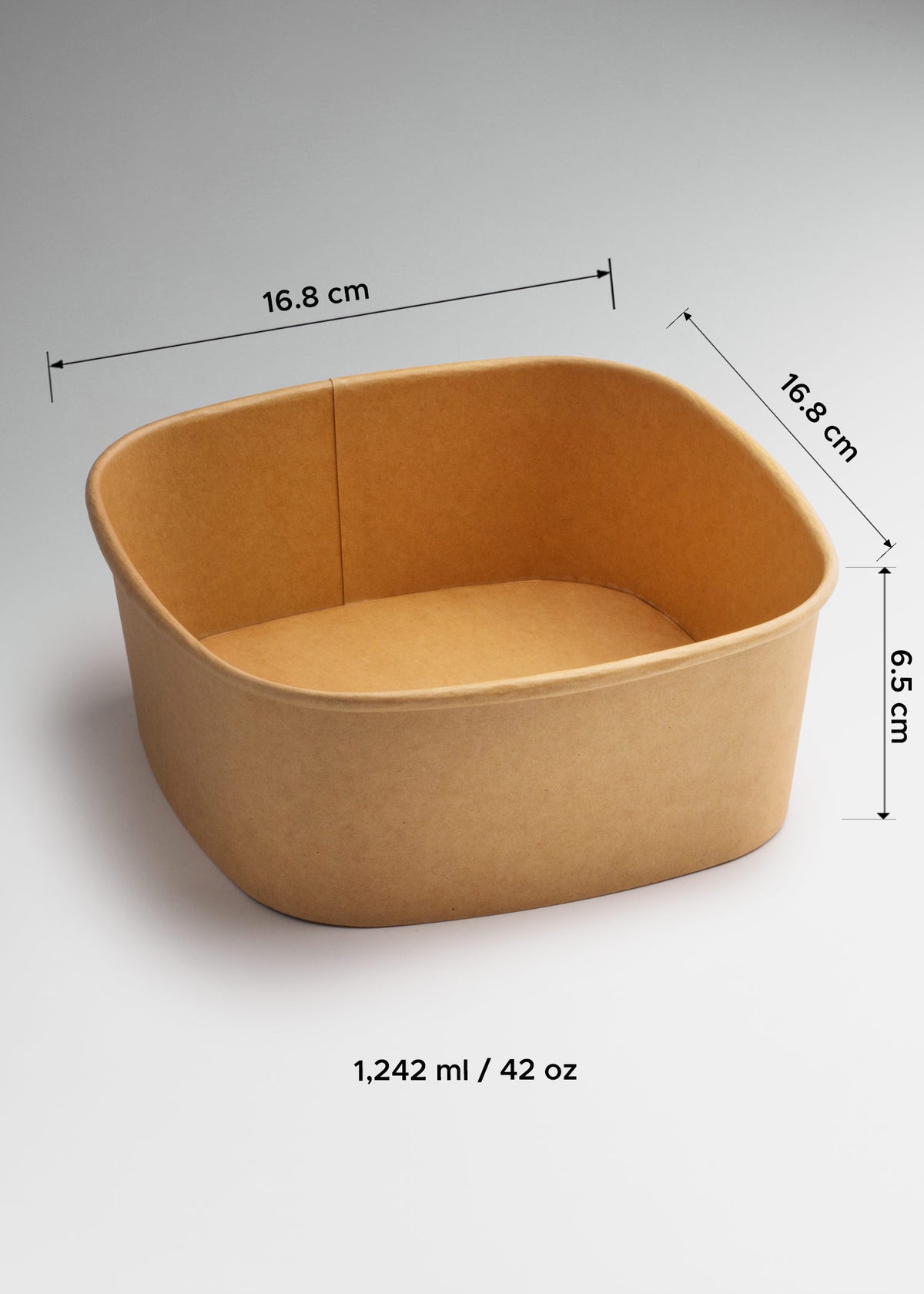 Contenedor desechable cuadrado de papel kraft café premium 42 oz — imagen de producto