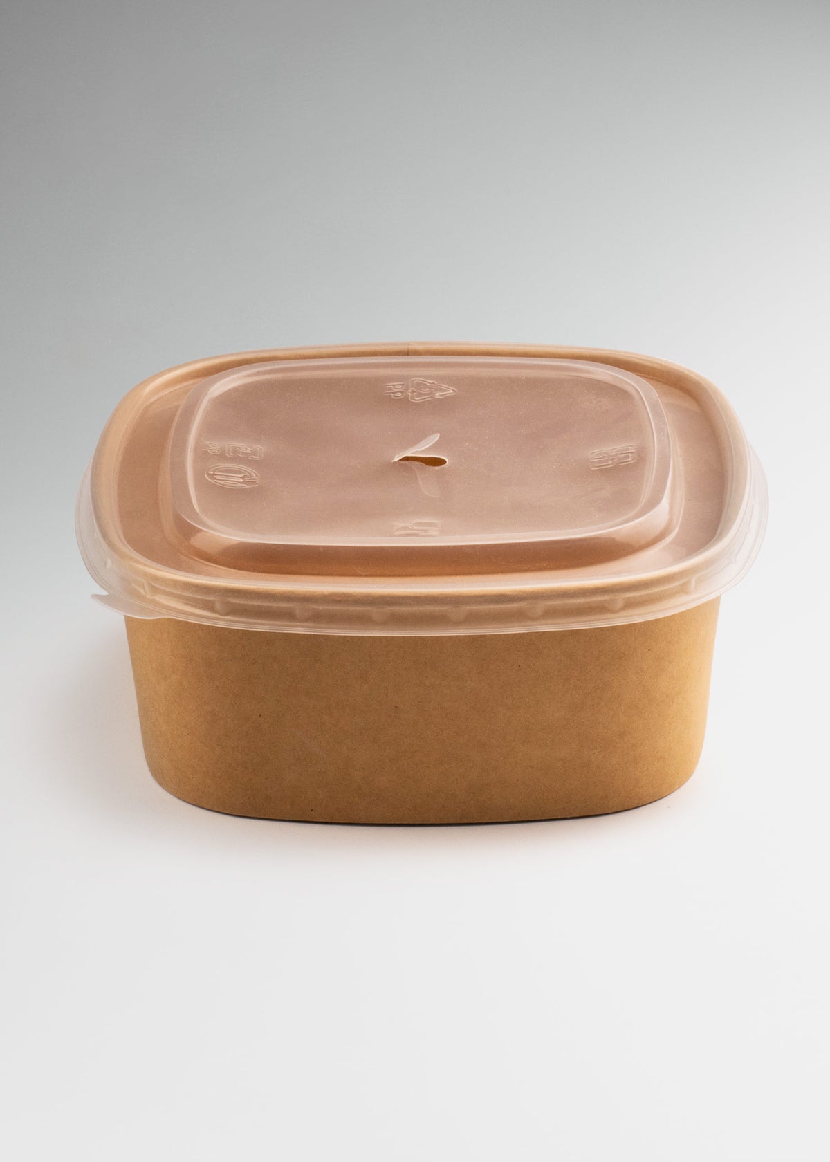 Contenedor desechable cuadrado de papel kraft café premium 42 oz — imagen de producto