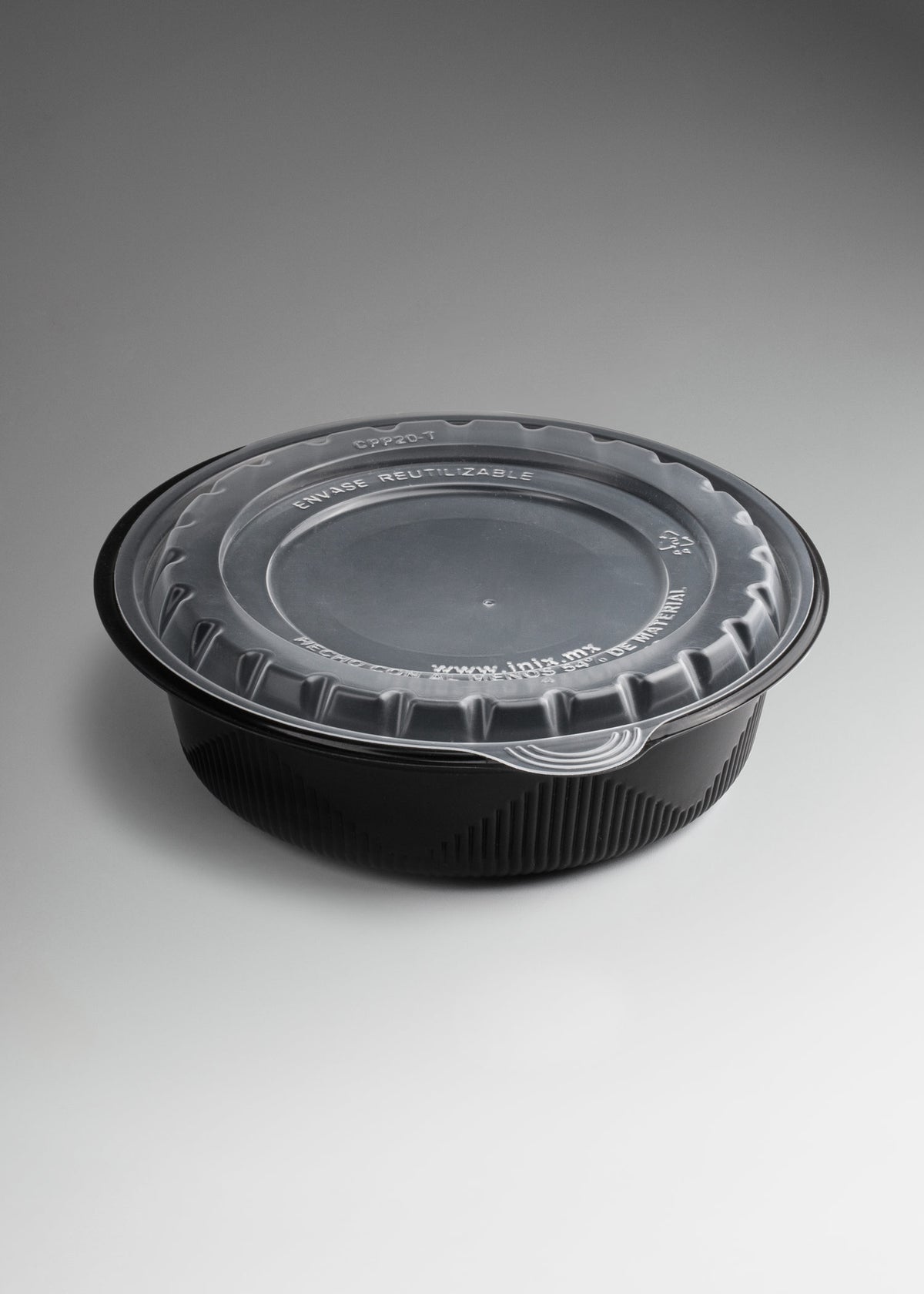 Contenedor hermético para alimentos desechable redondo de plástico diámetro 18.2 cm, alto 4.6 cm, 700 ml / 23 oz — imagen de producto
