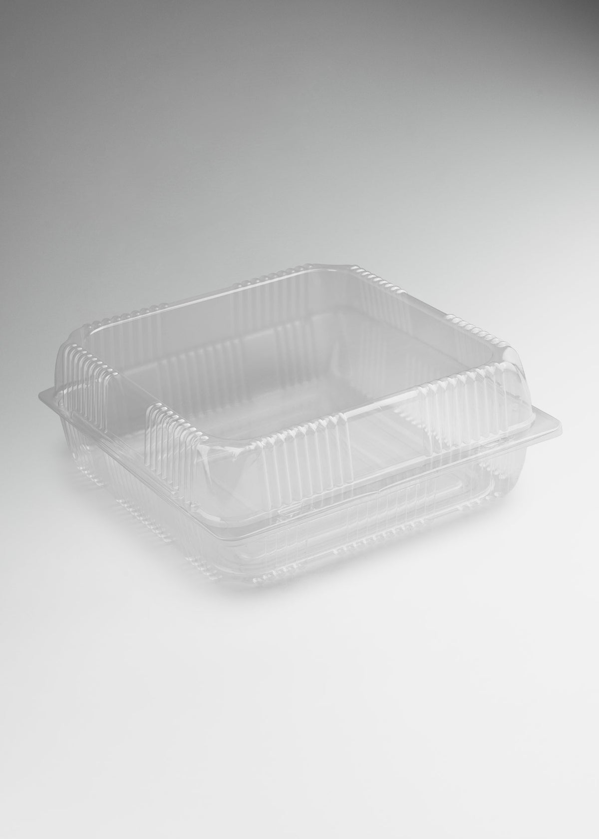 Caja para pan dulce de plástico (poliestireno) transparente desechable 30x30 cm — imagen de producto