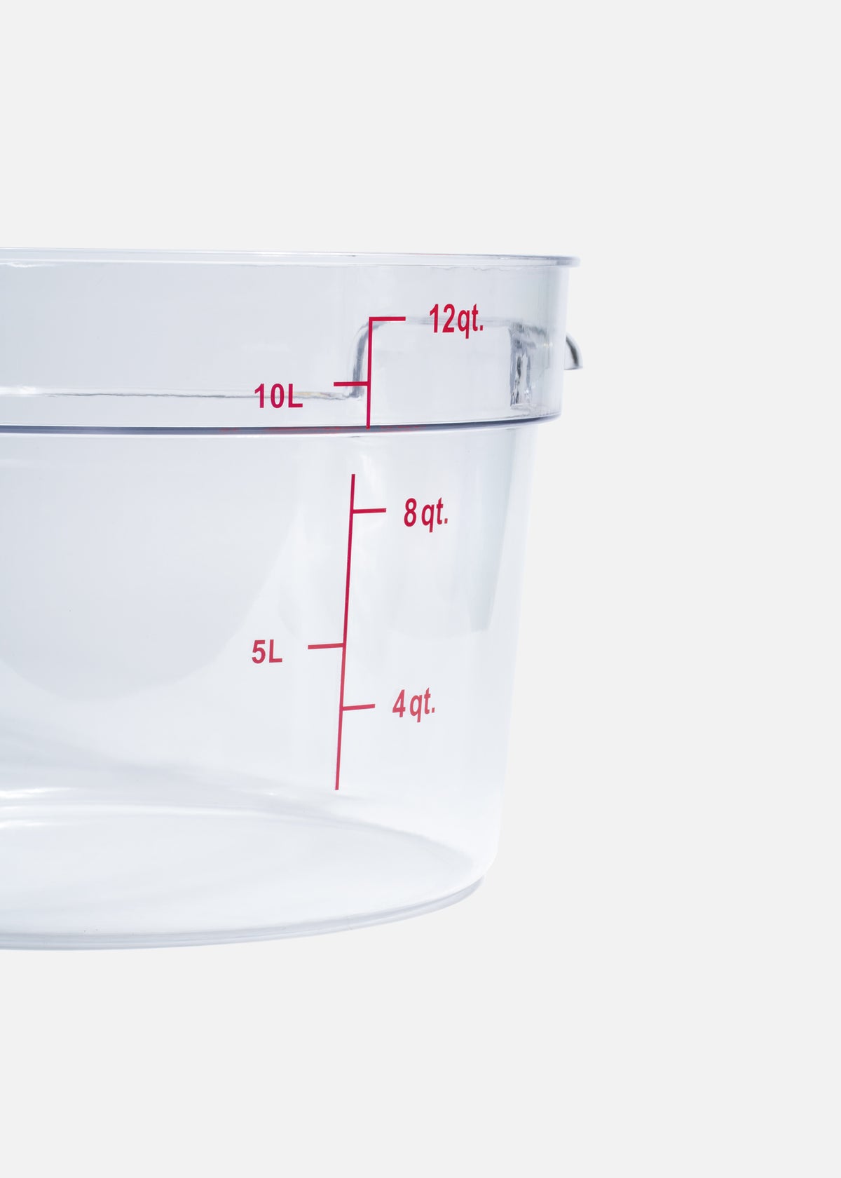 Contenedor redondo con medidas de policarbonato transparente 10 L. Premium — imagen de producto