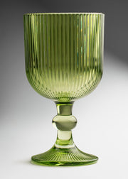 Copa para agua de vidrio verde olivo elegante para bebidas y mesa Lines 350 ml — imagen de producto