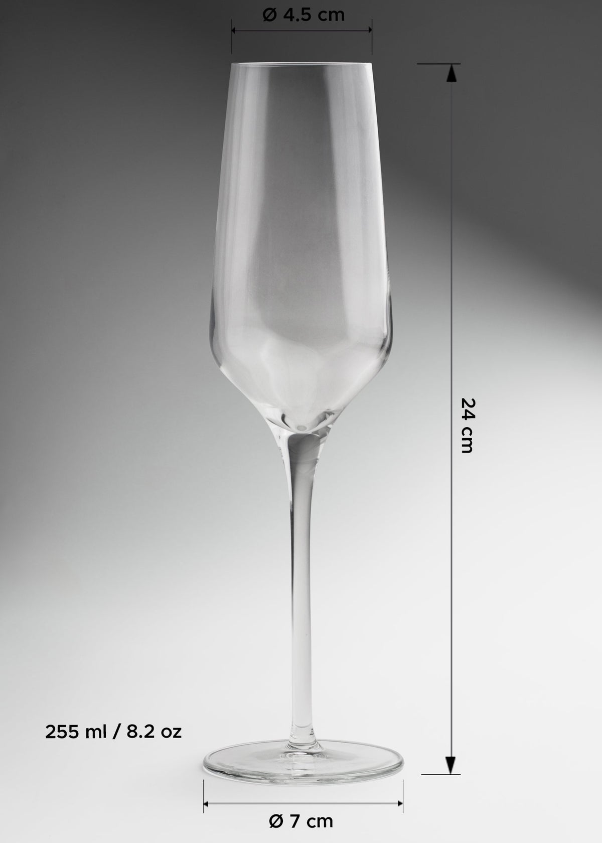 Copa flauta para champaña de vidrio transparente Prism 255 ml — imagen de producto