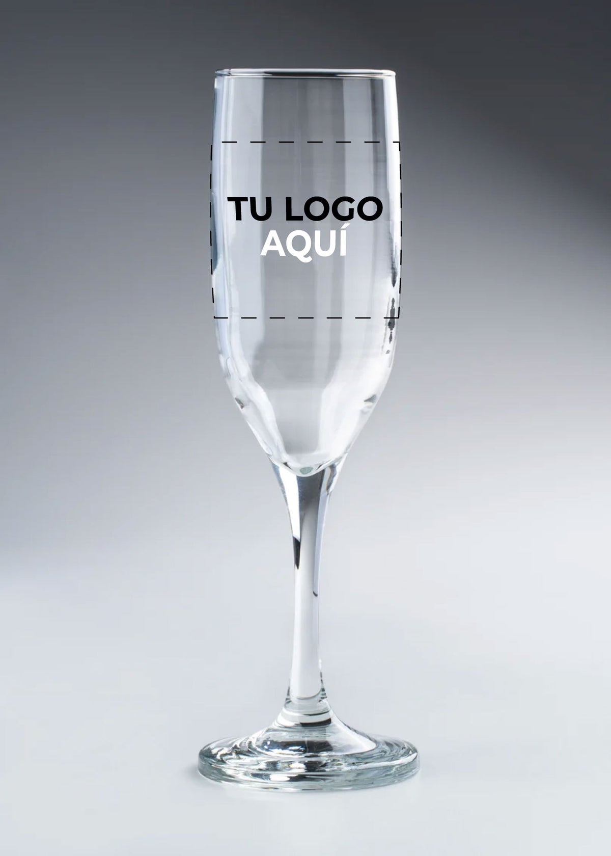Copa flauta para champaña de vidrio transparente personalizada 2 tintas Calif 190 ml — imagen de producto
