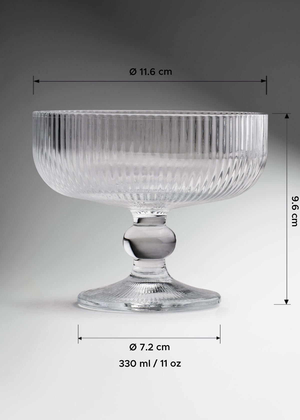 Copa para postre de vidrio transparente Lines 330 ml — imagen de producto
