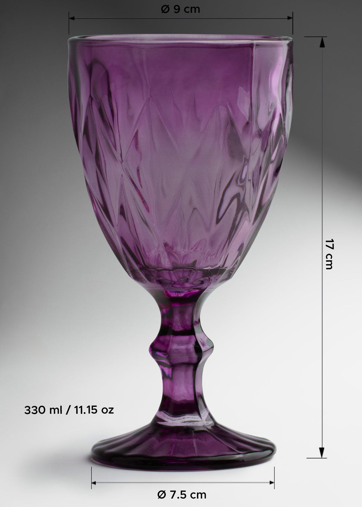 Copa de vidrio morada Diamond 330 ml — imagen de producto