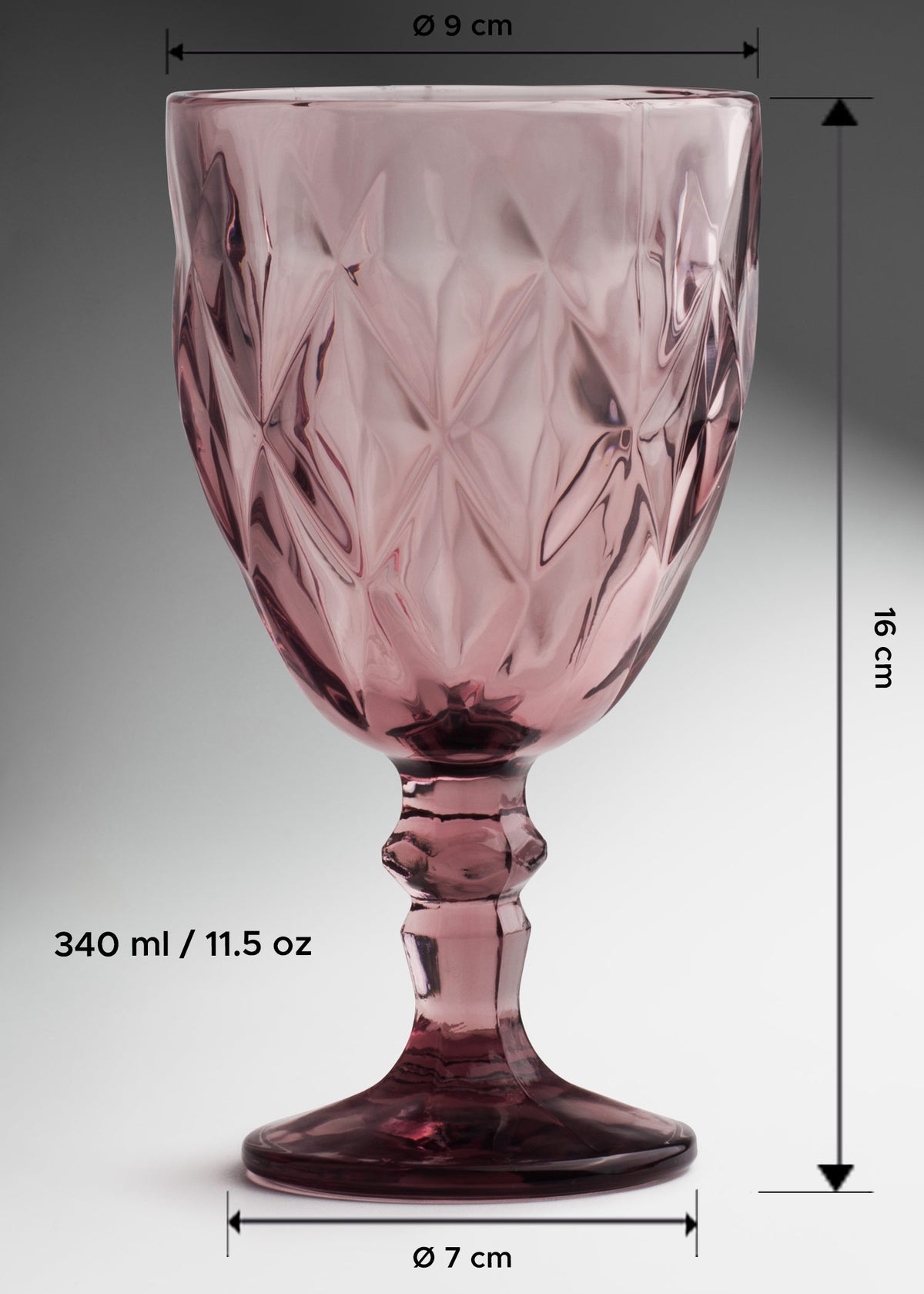 Copa de vidrio purpura Diamond 340 ml — imagen de producto
