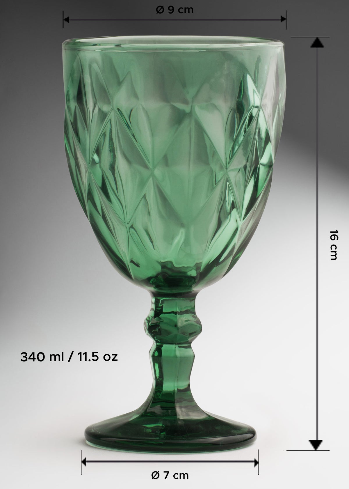 Copa de vidrio verde esmeralda Diamond 340 ml — imagen de producto