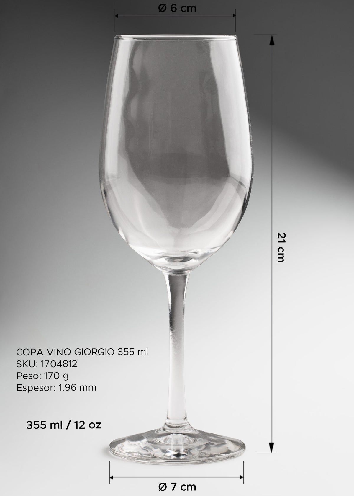 Copa para vino blanco de vidrio transparente para restaurante y bar Giorgio 355 ml — imagen de producto