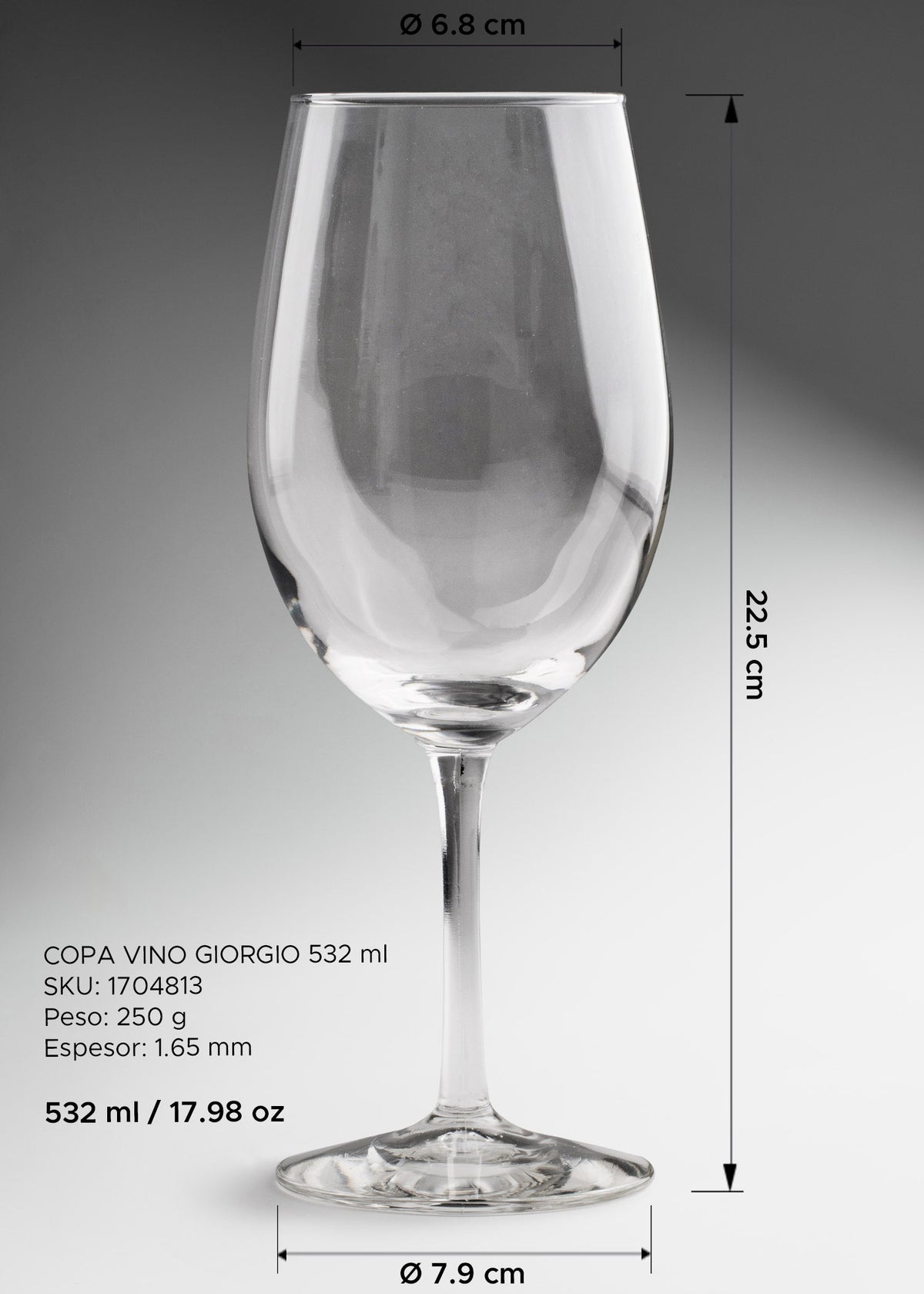 Copa para vino tinto de cristal transparente elegante para restaurante y bar Giorgio 532 ml — imagen de producto