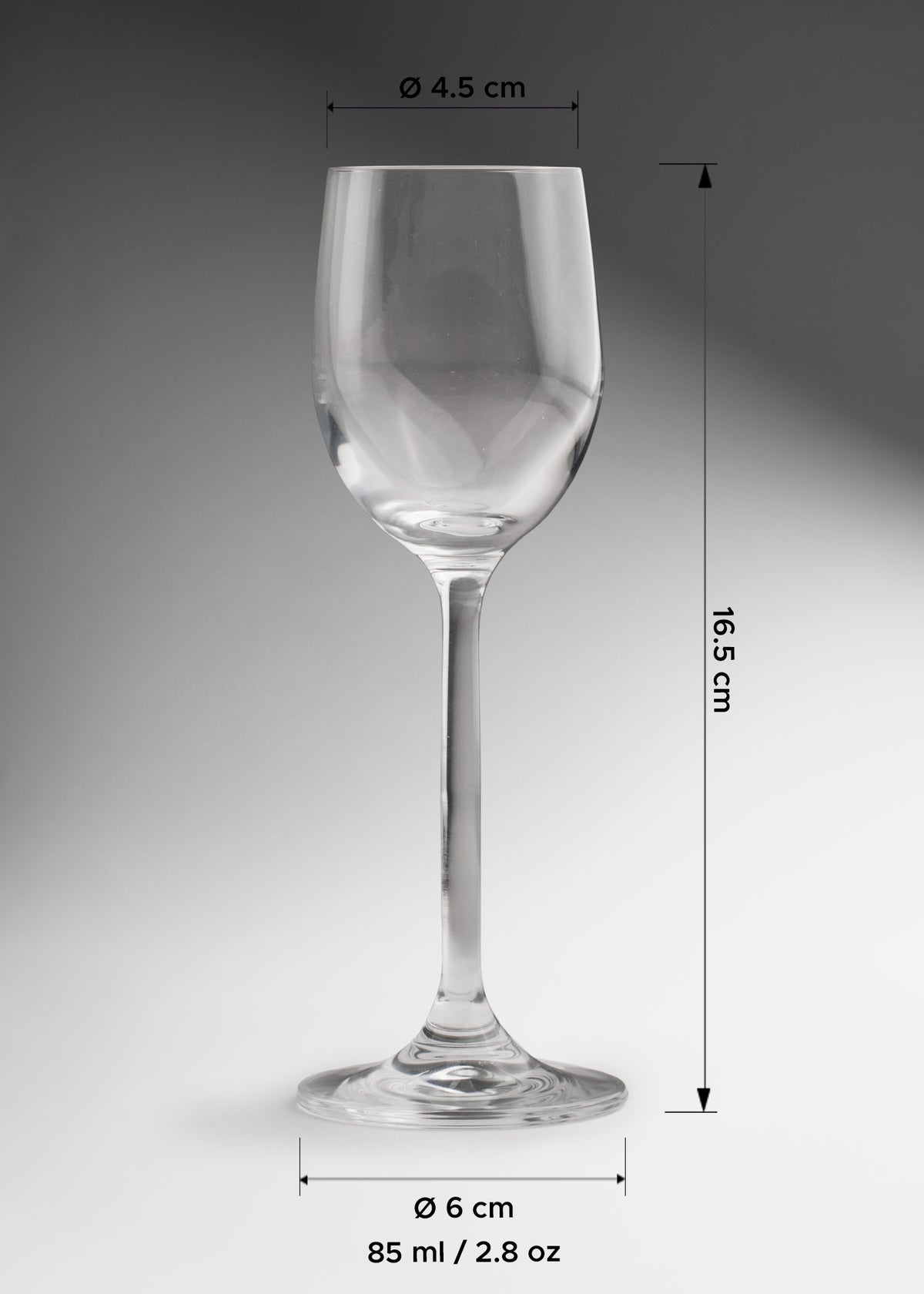 Copa para vino de vidrio transparente Grapa 85 ml — imagen de producto
