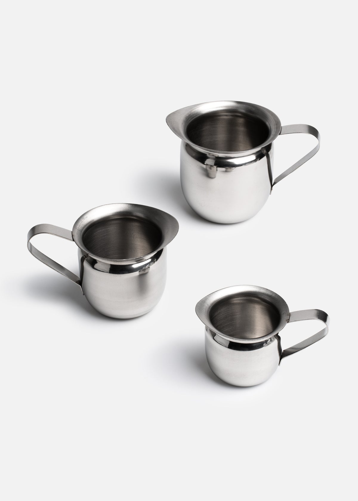 Cremera de acero inoxidable plata Vortex 8.5, 5 y 3 oz. Premium — imagen de producto, vista 1