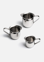 Cremera de acero inoxidable plata Vortex 8.5, 5 y 3 oz. Premium — imagen de producto, vista 1