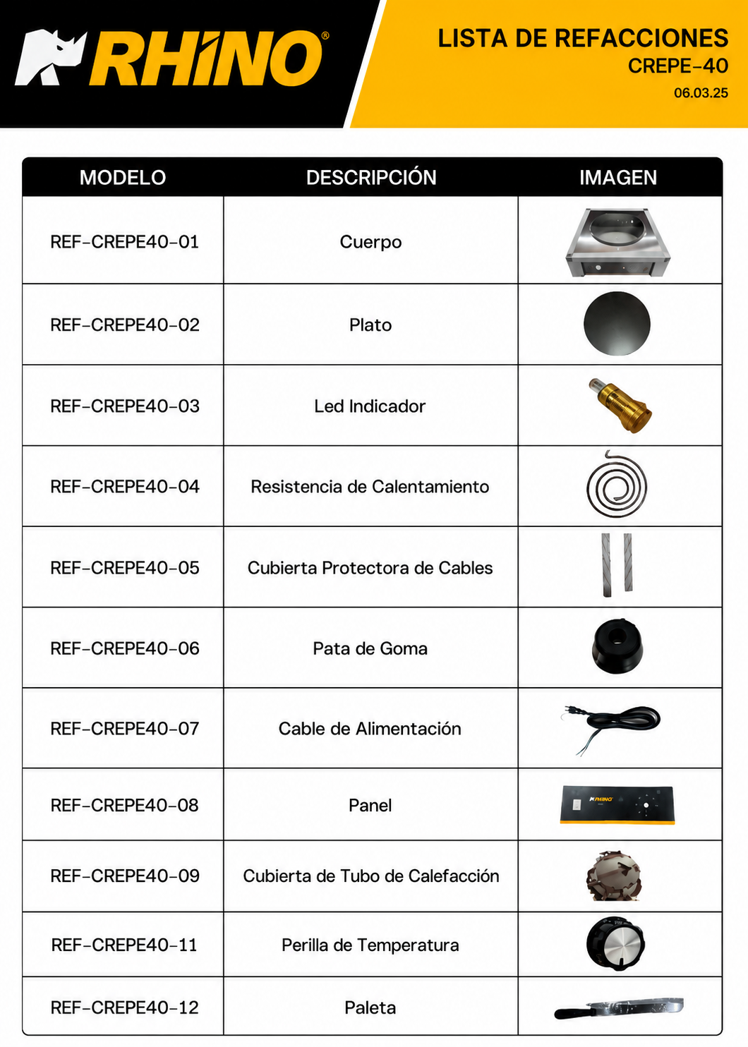 Crepera eléctrica profesional de acero inoxidable 2000 W Ø 40 cm. Temperatura máxima 290°. Rhino CREPE-40 — imagen de producto