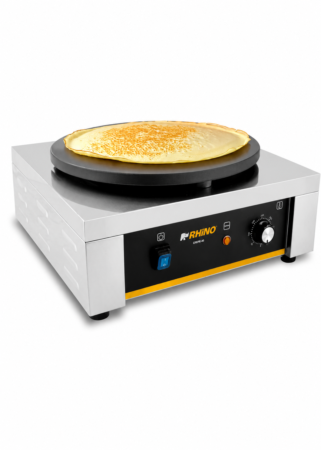Crepera eléctrica profesional de acero inoxidable 2000 W Ø 40 cm. Temperatura máxima 290°. Rhino CREPE-40 — imagen de producto