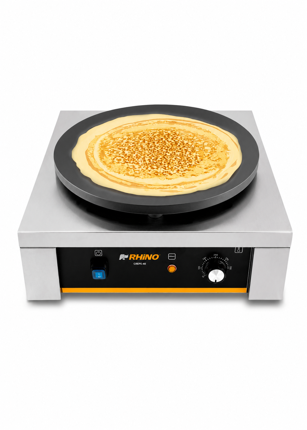 Crepera eléctrica profesional de acero inoxidable 2000 W Ø 40 cm. Temperatura máxima 290°. Rhino CREPE-40 — imagen de producto