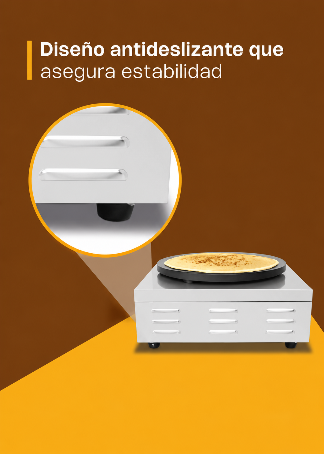 Crepera eléctrica profesional de acero inoxidable 2000 W Ø 40 cm. Temperatura máxima 290°. Rhino CREPE-40 — imagen de producto