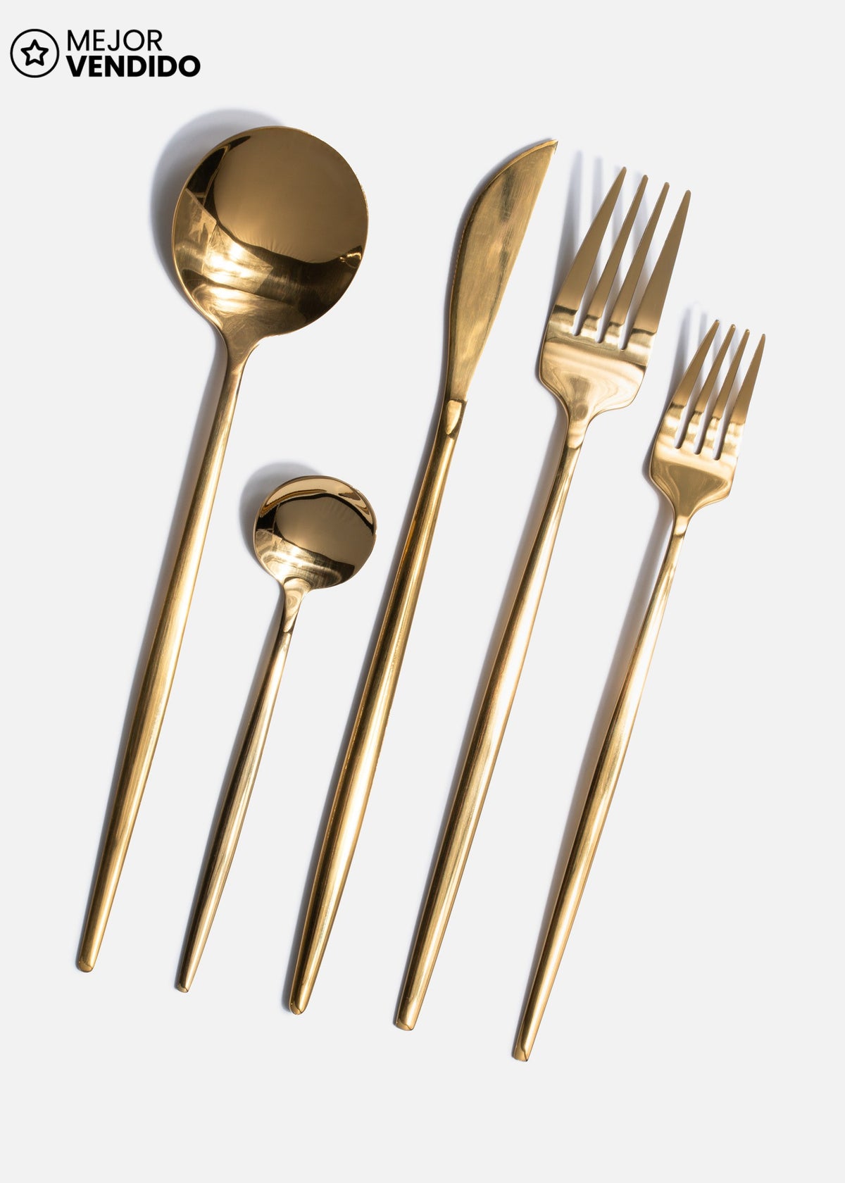 Cubiertos de mesa de acero inoxidable dorado brillante Atenas — imagen de producto, vista 1
