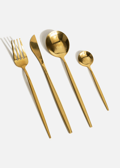 Cubiertos para mesa de acero inoxidable dorado profesional acabado elegante para restaurantes y eventos Atenas 🆕