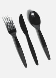 Cubiertos desechables de plástico negro Luxury. Premium — imagen de producto