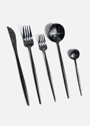 Cubiertos de mesa de acero inoxidable negro brillante Atenas — imagen de producto