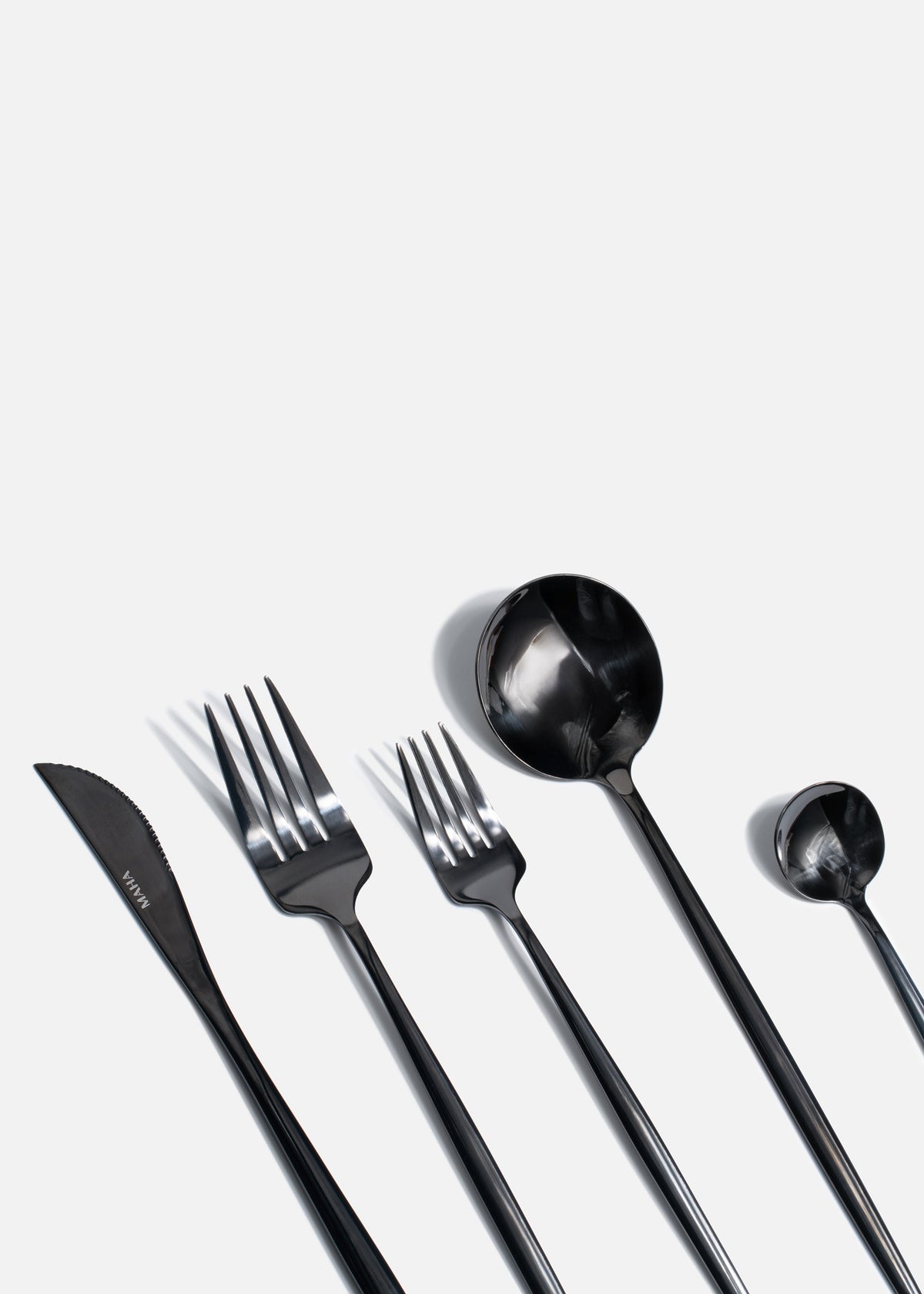 Cubiertos de mesa de acero inoxidable negro brillante Atenas — imagen de producto